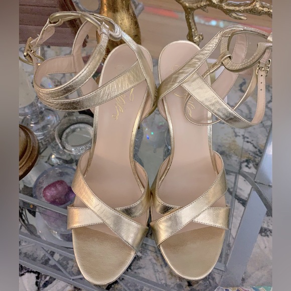 Fergie Gold Ankle Straps Very Gently worn size 10 heeled sandals